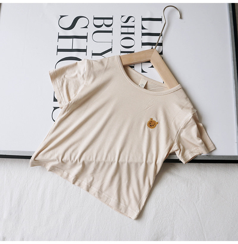 Sensory-Friendly Ice Silk T-Shirt | Korean Style Tops | Plain Design | Casual Style | Round Neck | Suitable for Boys and Girls |