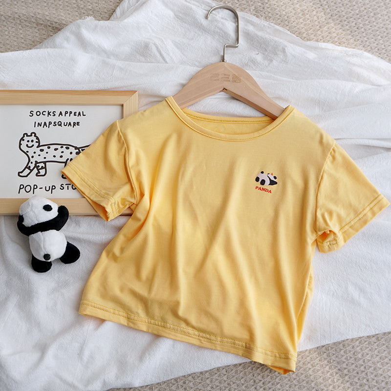 Sensory-Friendly Ice Silk T-Shirt | Korean Style Tops | Plain Design | Casual Style | Round Neck | Suitable for Boys and Girls |