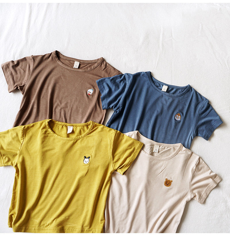 Sensory-Friendly Ice Silk T-Shirt | Korean Style Tops | Plain Design | Casual Style | Round Neck | Suitable for Boys and Girls |