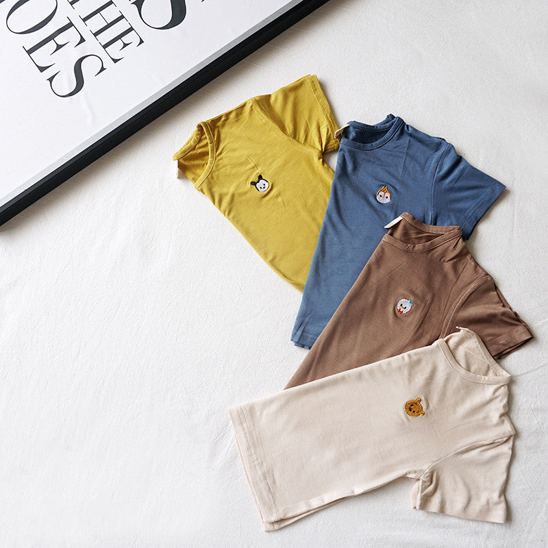 Sensory-Friendly Ice Silk T-Shirt | Korean Style Tops | Plain Design | Casual Style | Round Neck | Suitable for Boys and Girls |
