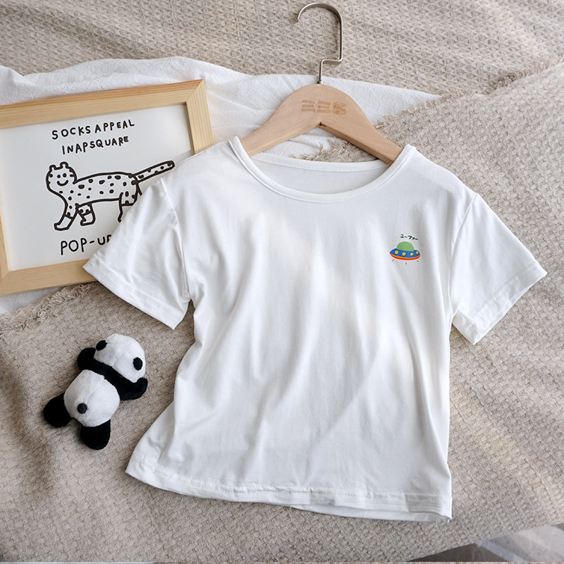 Sensory-Friendly Ice Silk T-Shirt | Korean Style Tops | Plain Design | Casual Style | Round Neck | Suitable for Boys and Girls |