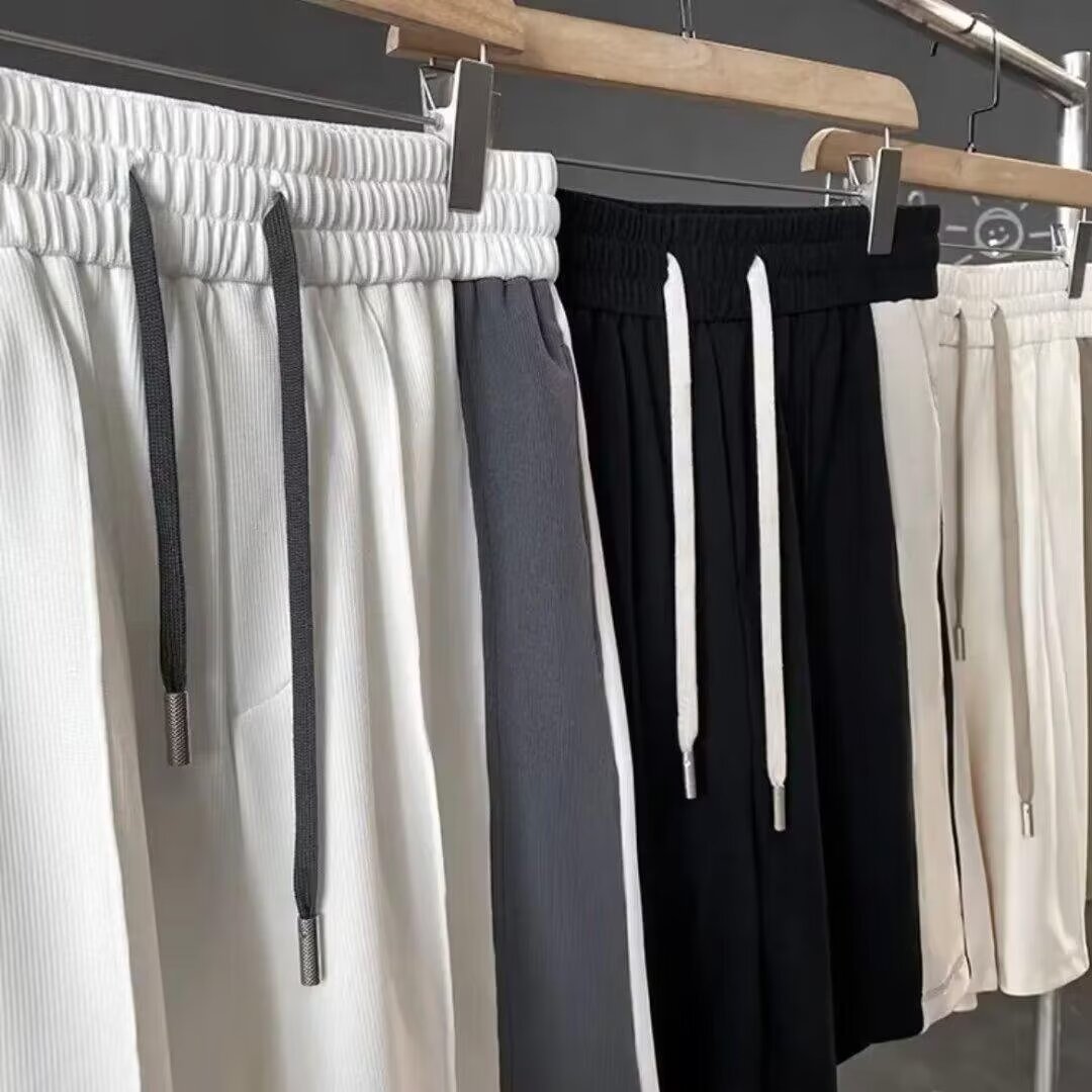 Summer Menswear Color Stitching Turnover Neck Short-sleeved T-shirt Set With Handsome Casual Shorts