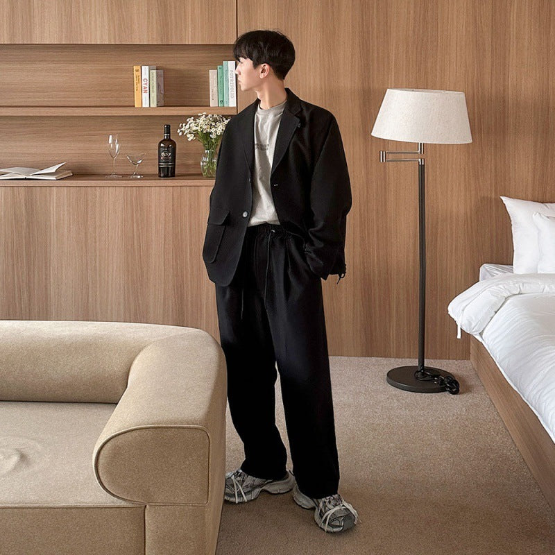 Drawstring Straight Casual Suit Pants