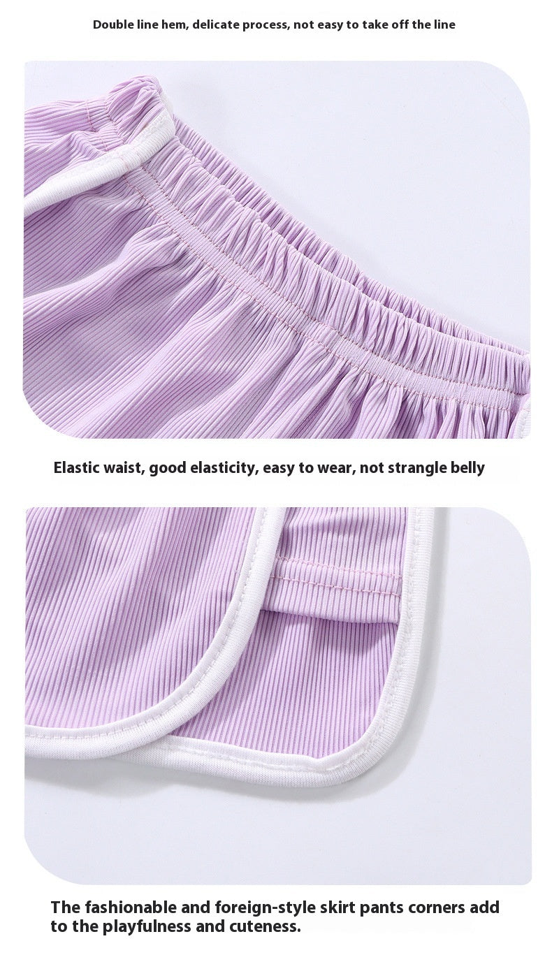 Chic and Comfortable Girls' Ice Silk Sling Suit – Perfect Year-round Loungewear for Effortless Style