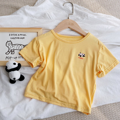 Sensory-Friendly  Ice Silk T-Shirt | Korean Style Tops | Plain Design | Casual Style | Round Neck | Suitable for Boys and Girls |