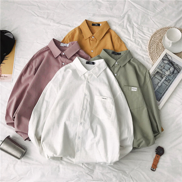 Teens/ Adult Long Sleeve Shirt Loose Solid Color Shirt