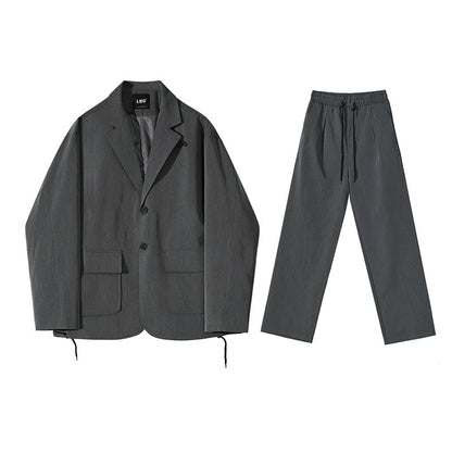 Drawstring Straight Casual Suit Pants